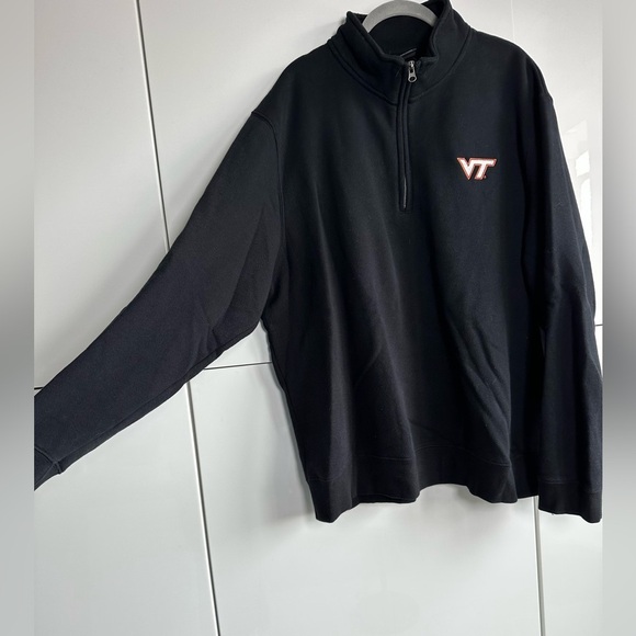 Virginia Tech 1/4 Zip Black Size XXL Sweatshirt Embroidered Logo Hokie VT - Picture 2 of 6